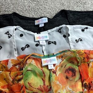 LuLaRoe LLR Bundle of Size 3 Bianka Kimonos - Black, White, Orange Floral